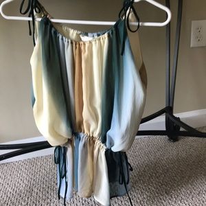 H&M multicolor semi-sheer top with ties